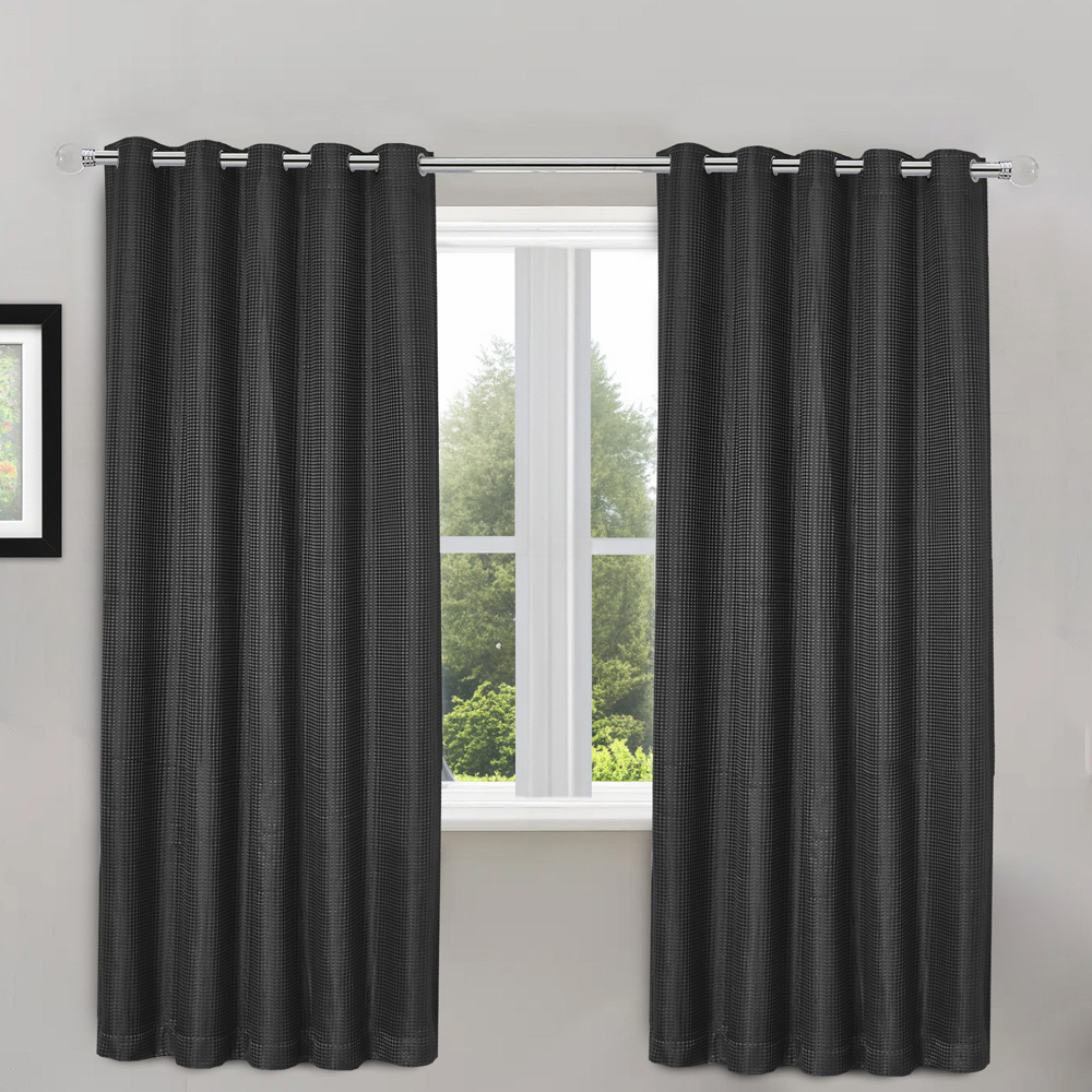 Velosso Waffle Charcoal Blackout Curtains 183 x 168cm Image 1