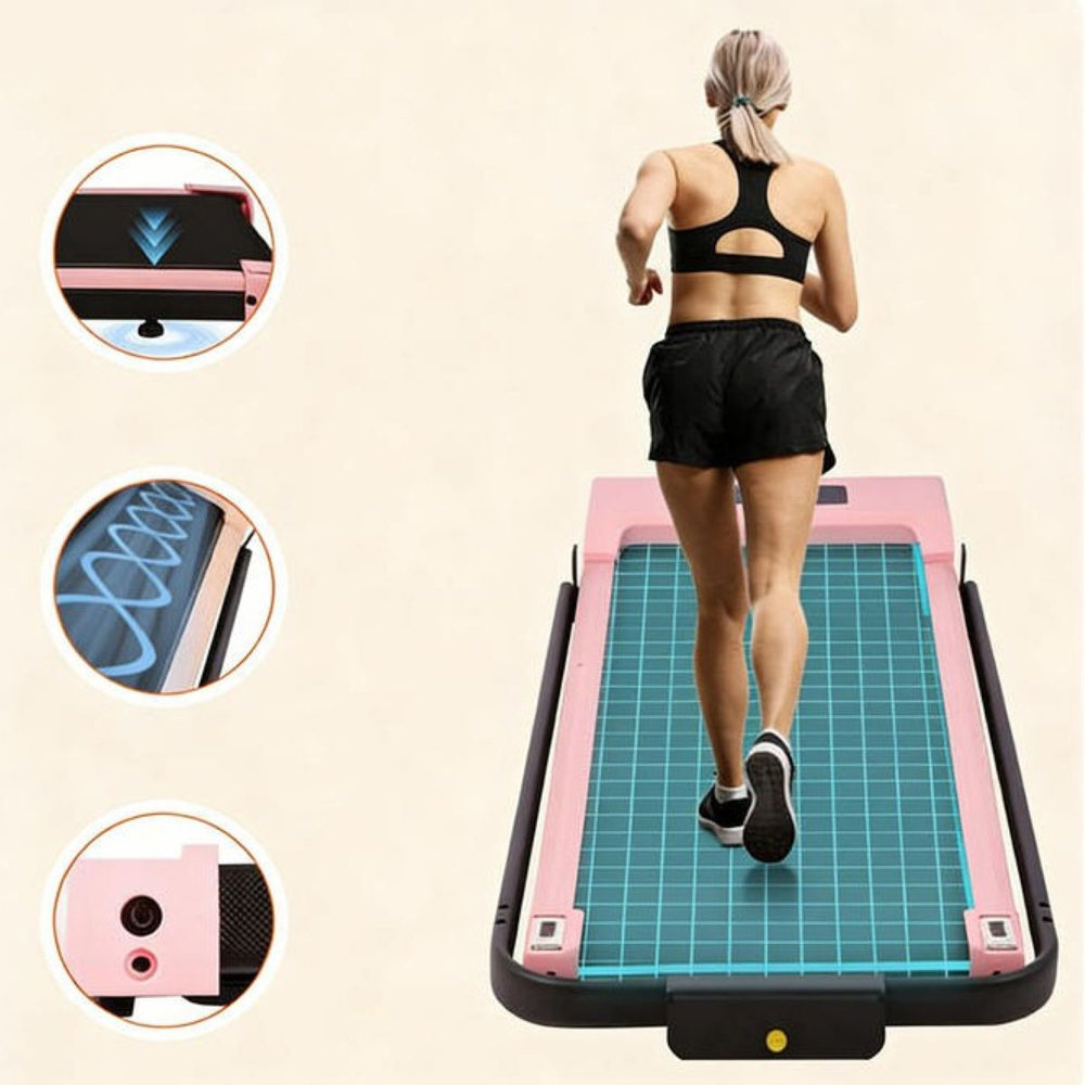 Willowmare 2-in-1 Pink Foldable Electric Treadmill with Handrail and LCD Screen Image 8