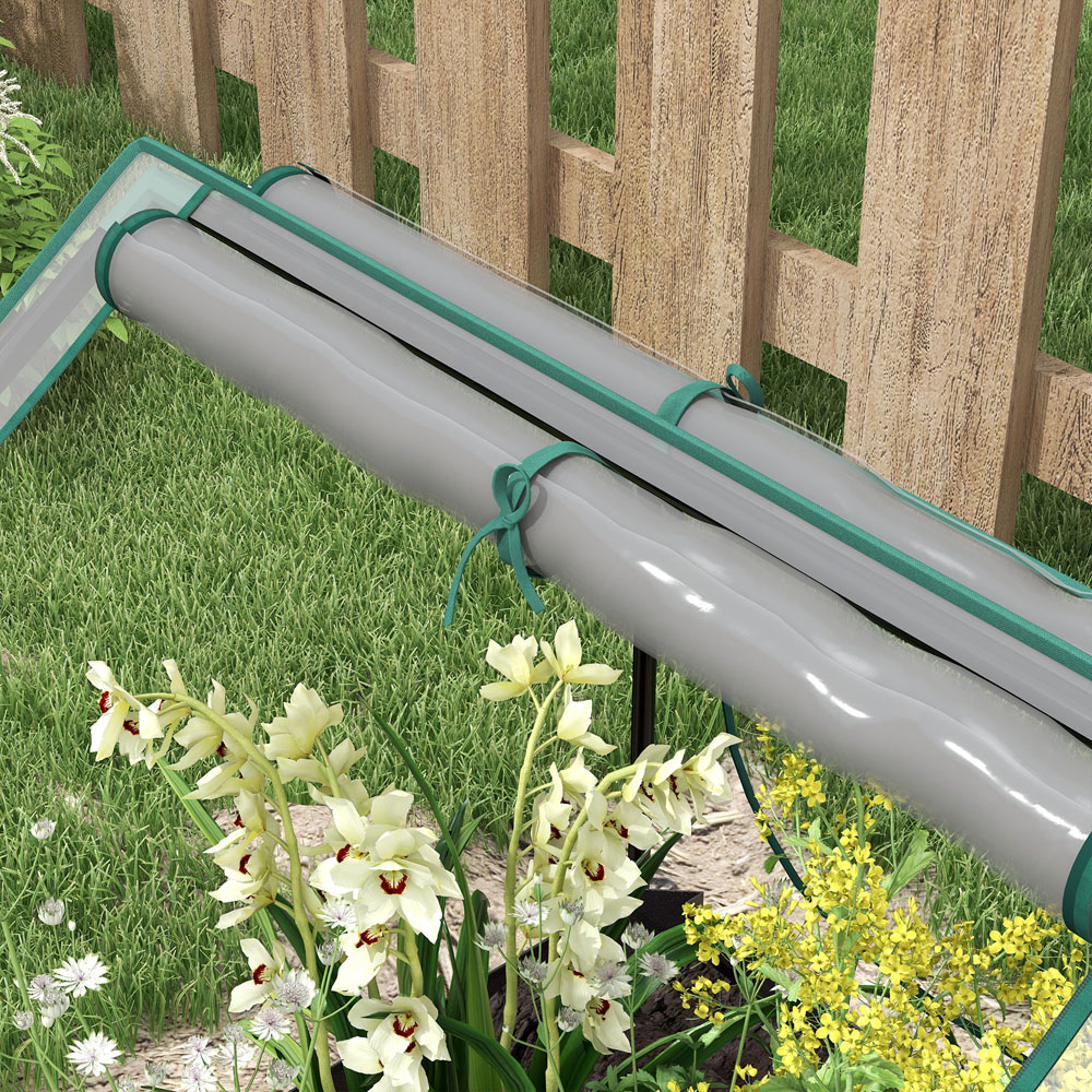 Outsunny Clear and Dark Grey Raised Garden Bed Planter with Greenhouse Image 3