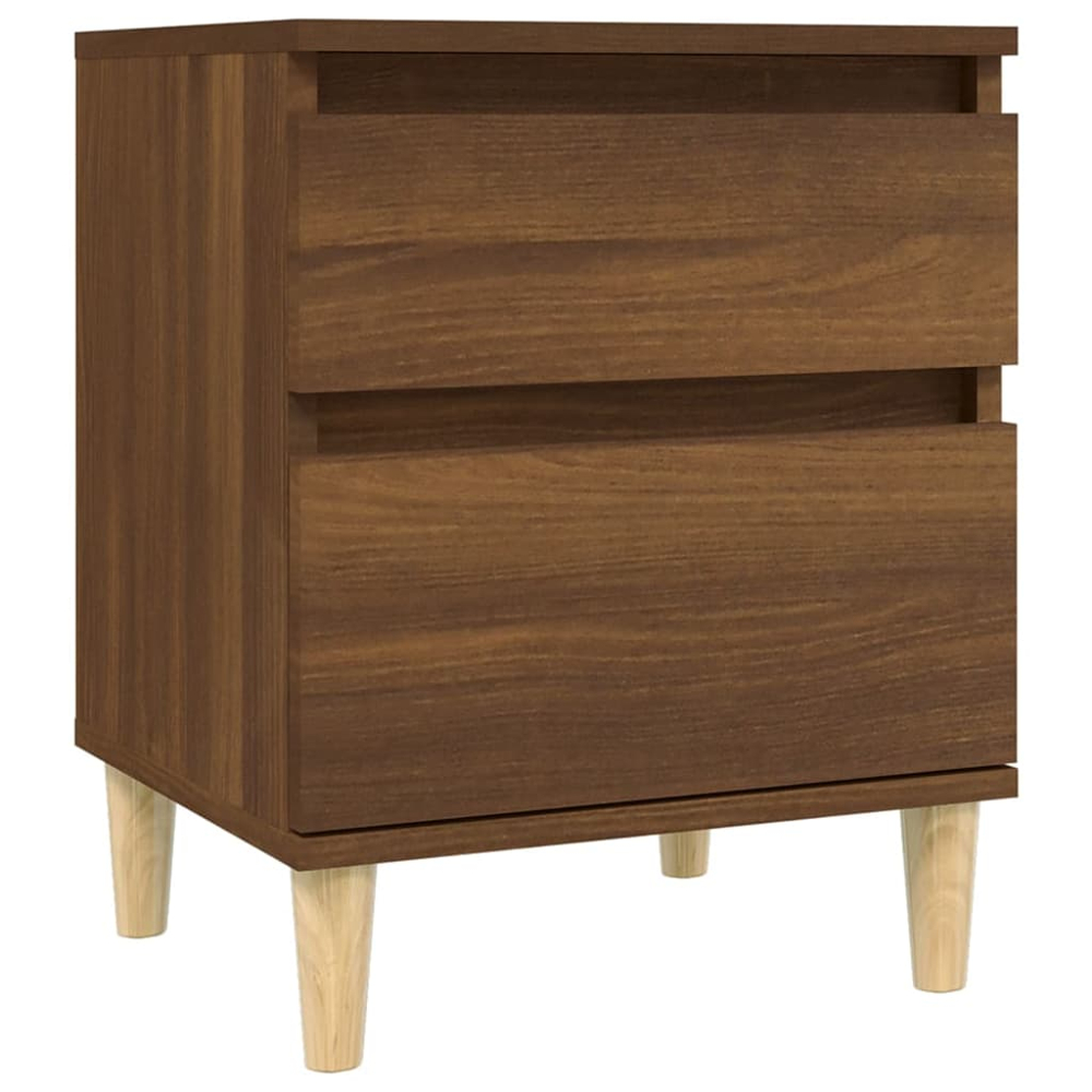 vidaXL Single Door Single Drawer Brown Oak Wooden Bedside Cabinet Image 2