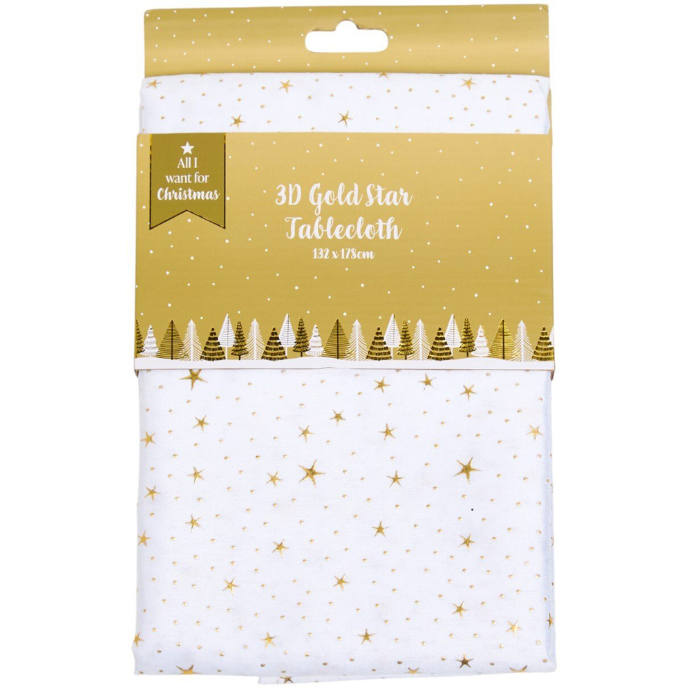 3D Star Tablecloth White Image 1