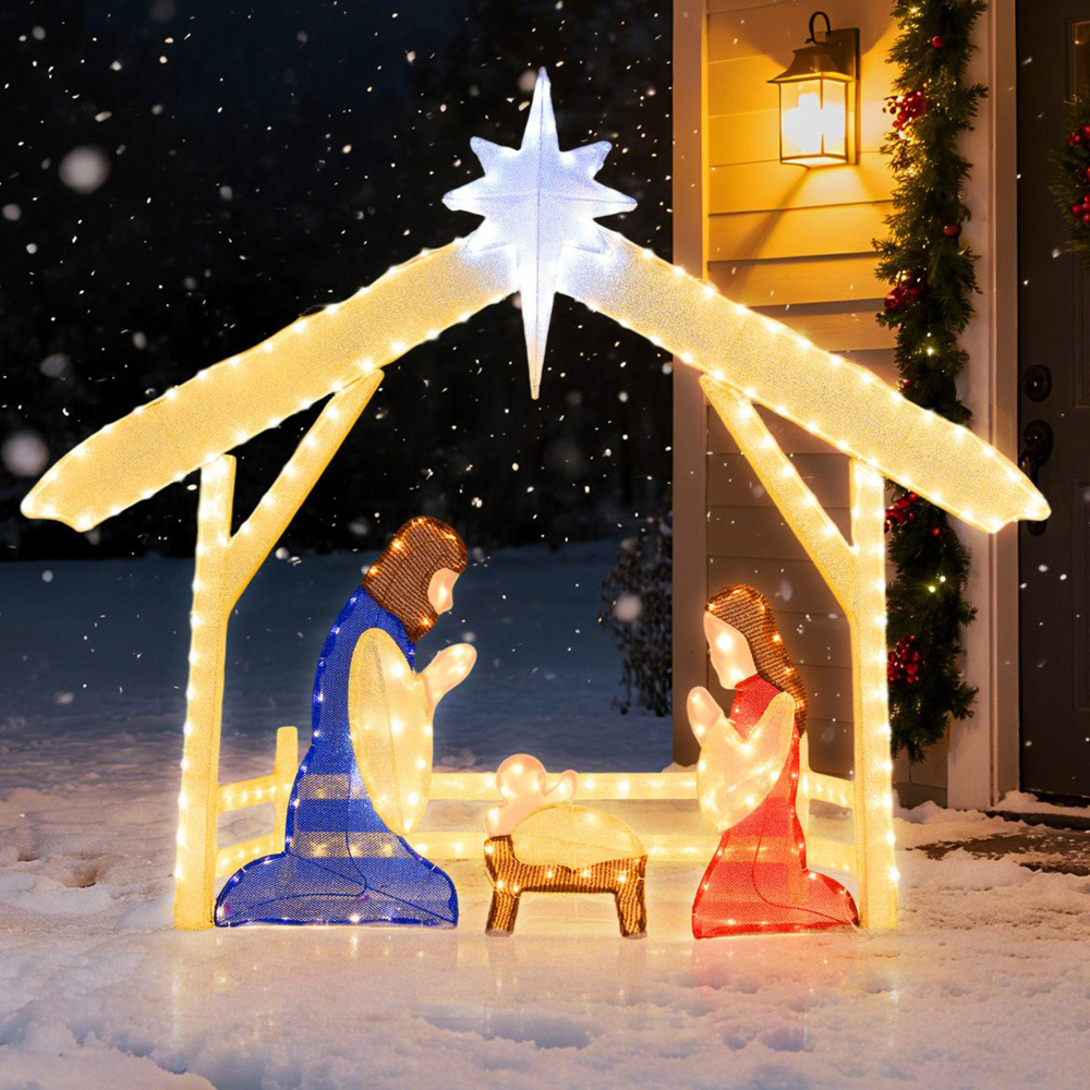 Costway Warm and Cold White 272 LED Pre-Lit Christmas Holy Family Set Image 4
