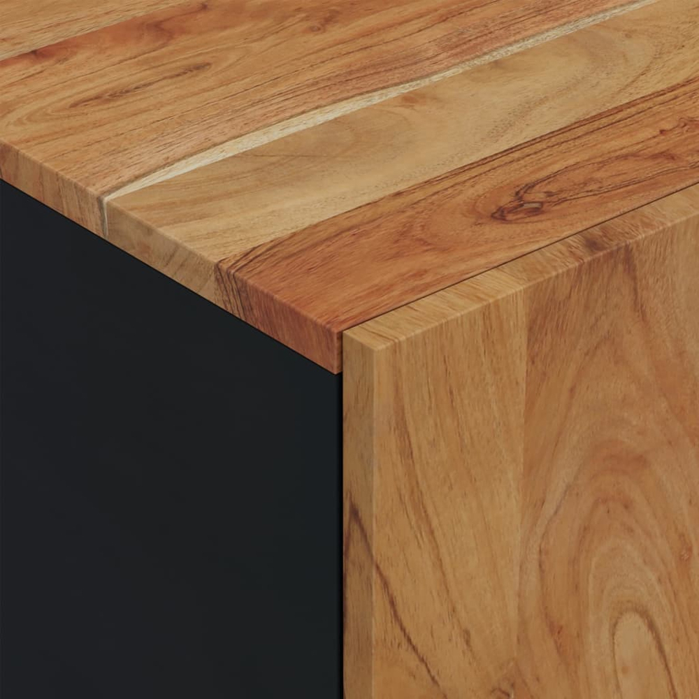 vidaXL Single Door 2 Shelf Brown Solid Acacia Wood TV Cabinet Image 7