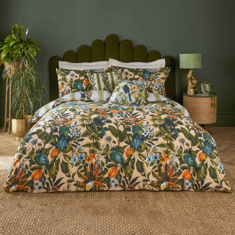 furn. Leilani Double Multicolour Printed Floral Duvet Set Image 1