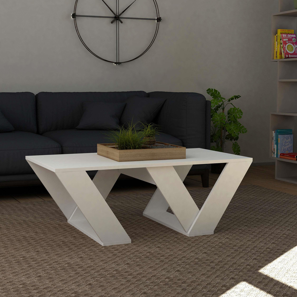 Decortie Pipra White Modern Coffee Table Image 4