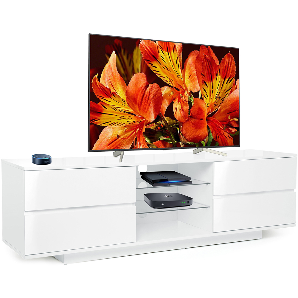 Centurion Supports Avitus 4 Drawer 3 Shelf Premium High Gloss White TV Unit Image 7