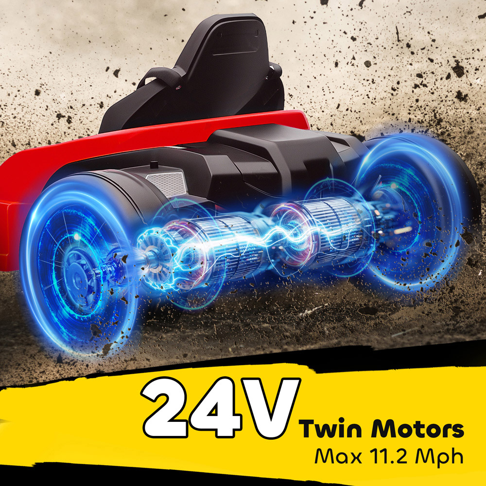 Tommy Toys AIYAPLAY Kids Red Electric Ride One Go Kart with Drift Mode and Adjustable Seat 24V Image 4