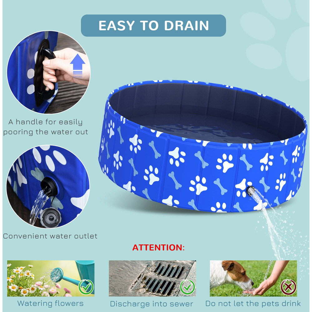 PawHut 100cm Foldable Printed Paddling Pool Blue and White Image 5