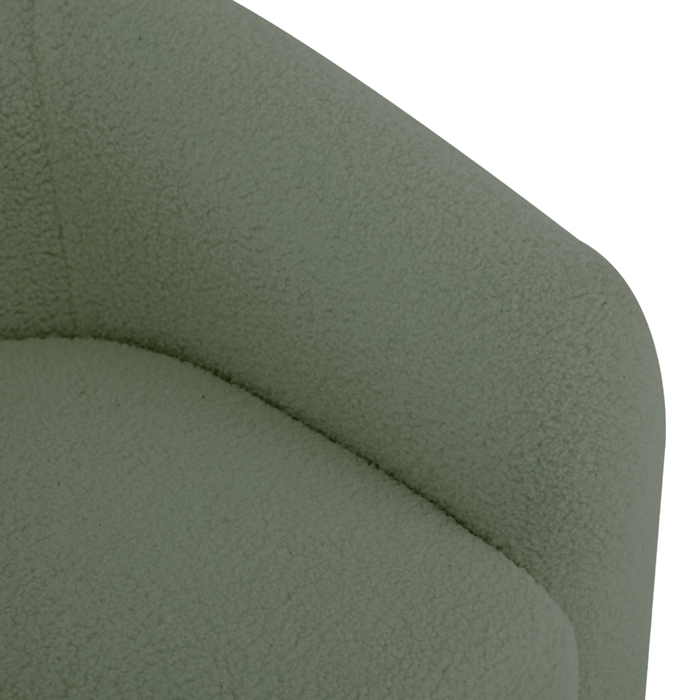 Living and Home Green Sherpa Fleece Ribbed Curved Barrel Swivel Armchair Image 5