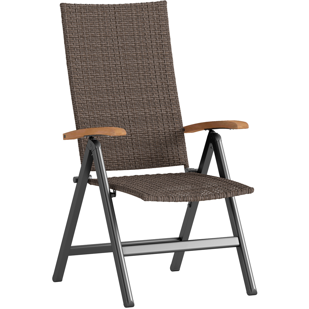Outsunny Brown Rattan Folding Garden Chair Image 2