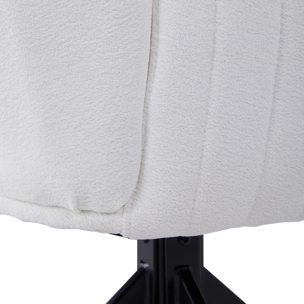 Living and Home White Teddy Fleece Upholstered Swivel Chair Image 6