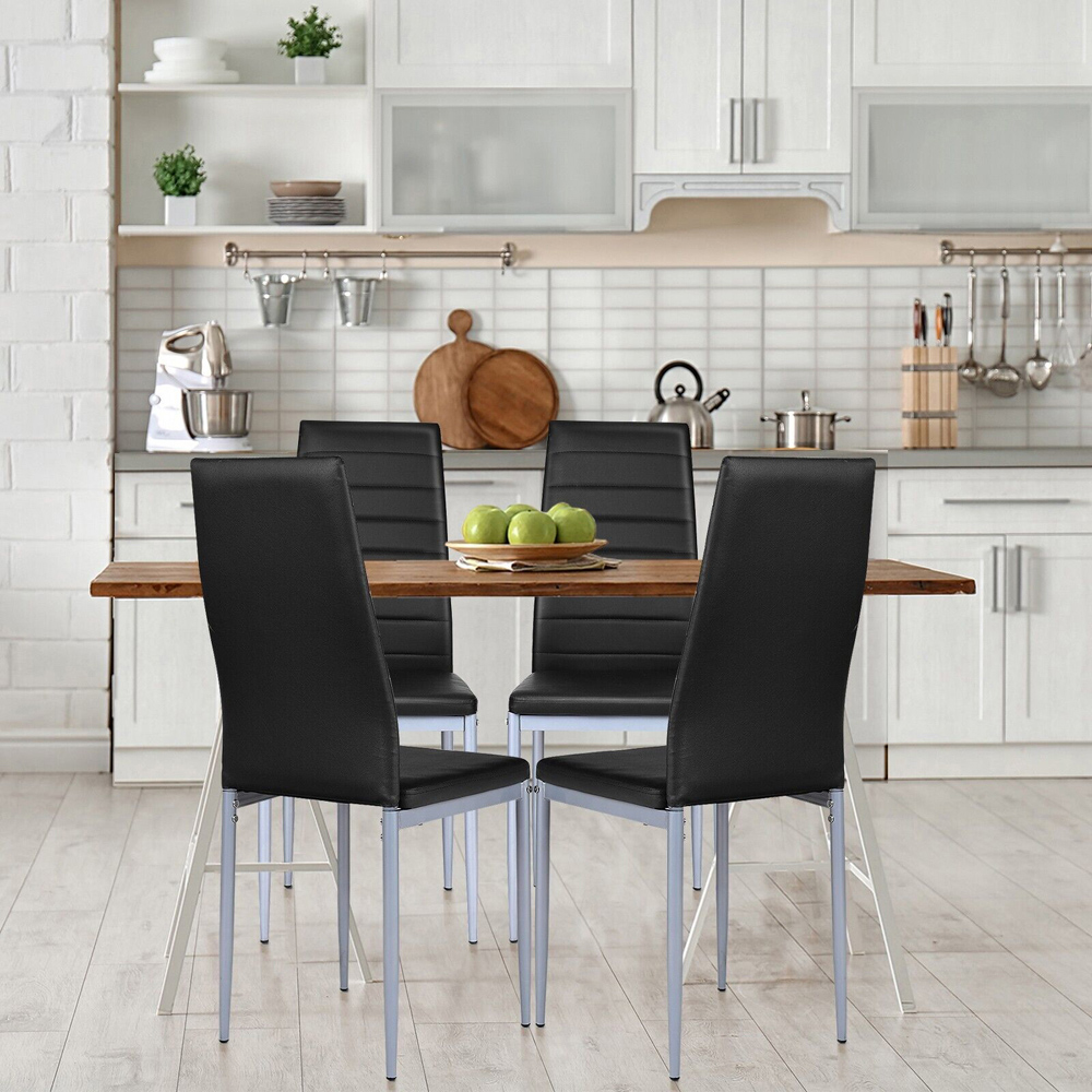 Costway Set of 4 Black High Back Dining Chairs Image 4