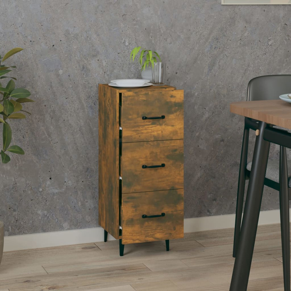 vidaXL 3 Drawer Smoked Oak Sideboard Image 7