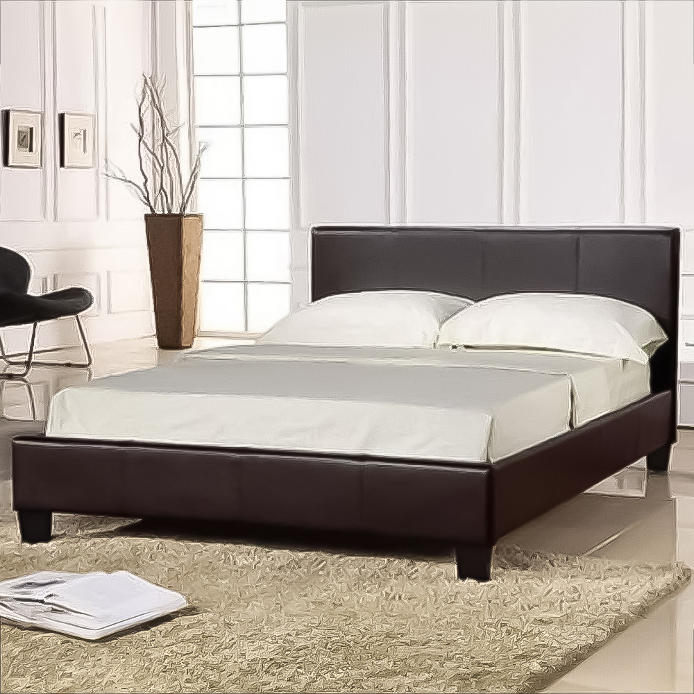 Brooklyn King Size Brown Faux Leather Bed Frame Image 1
