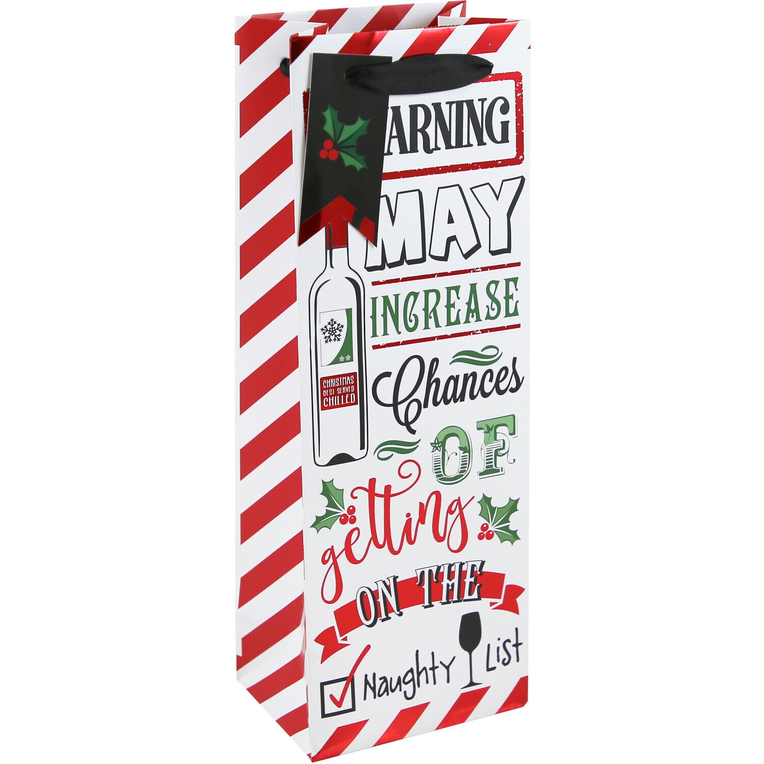 Naughty List Bottle Bag - White Image 1