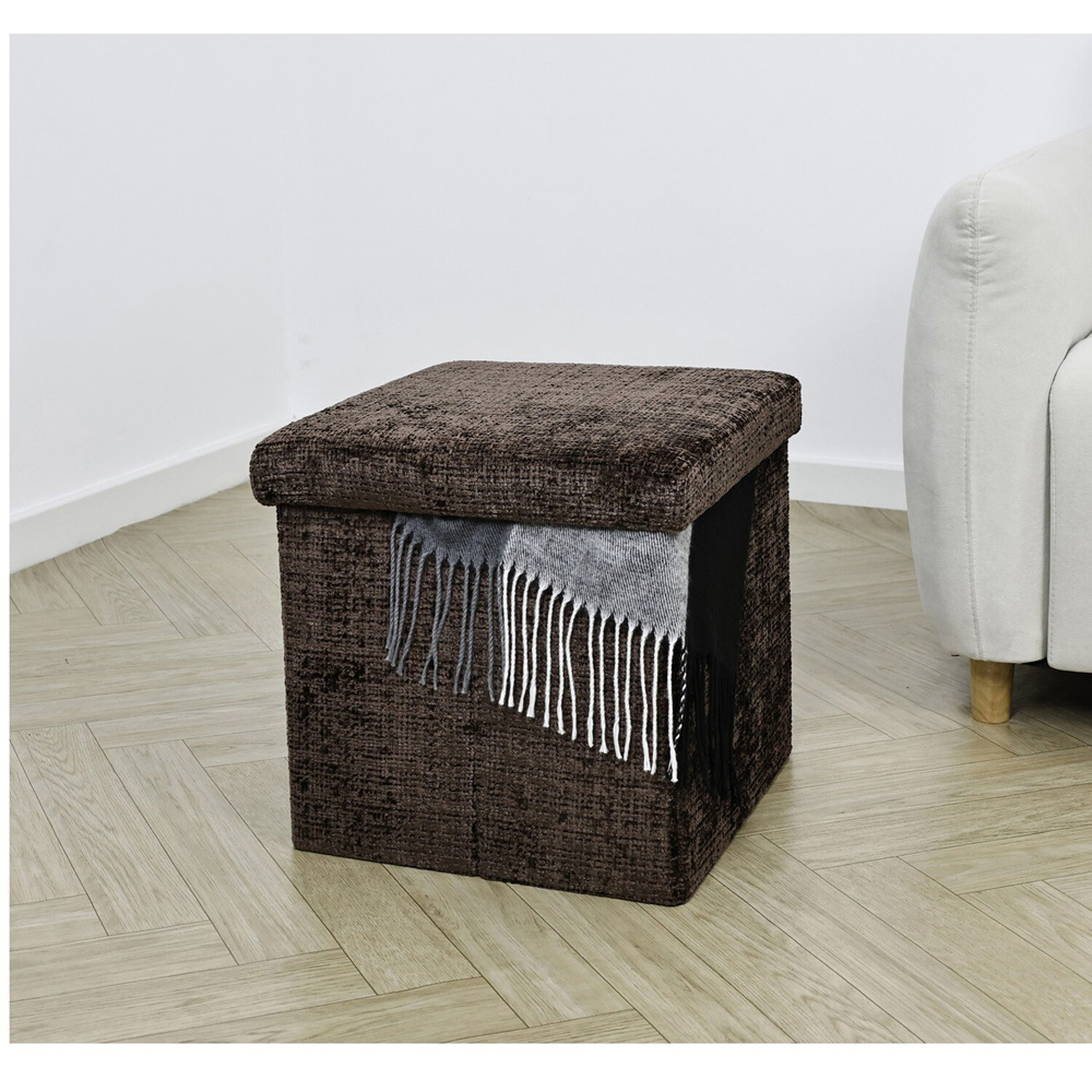 Chenille Storage Box Chocolate Brown Image 3