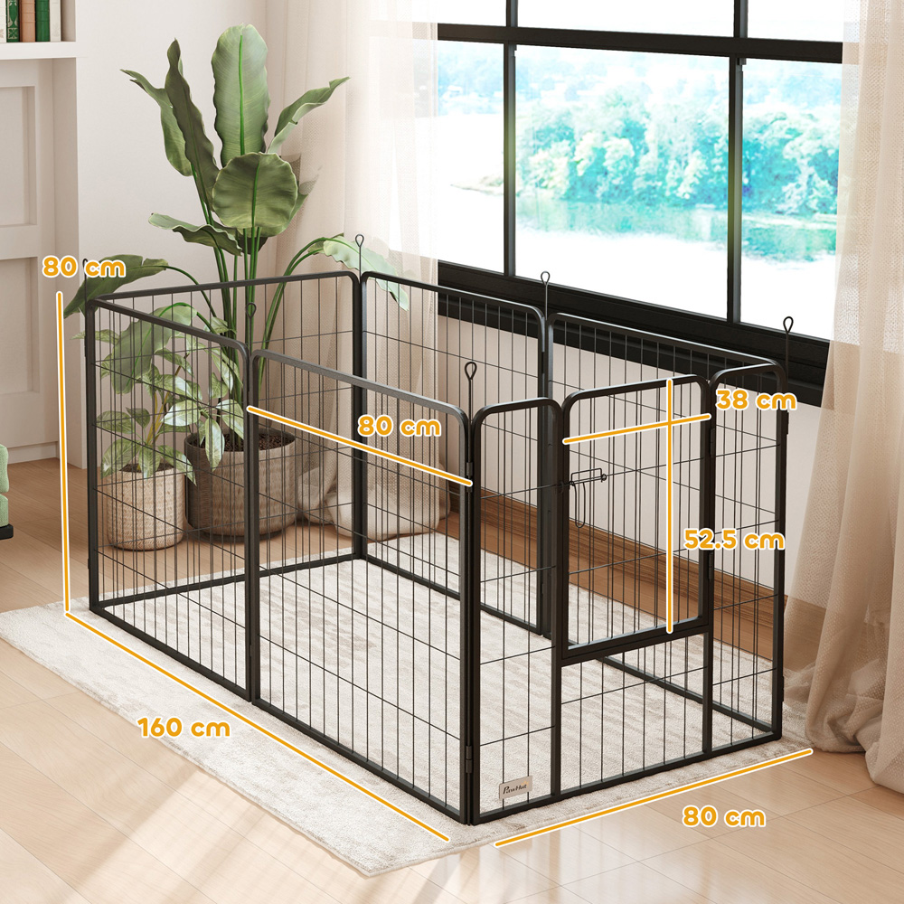 PawHut Grey 6 Panel Steel Dog Playpen with Door 80cm Image 9