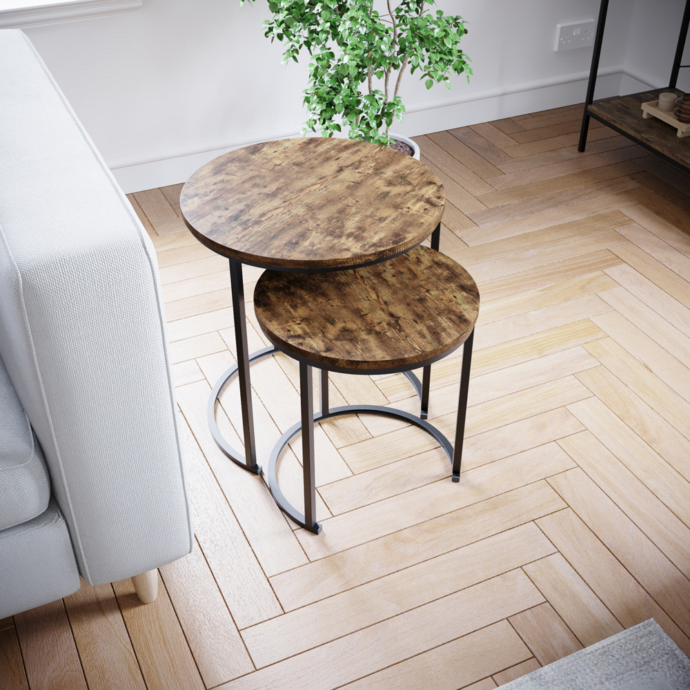 Vida Designs Brooklyn Dark Wood Nest of Tables Set of 2 Image 4