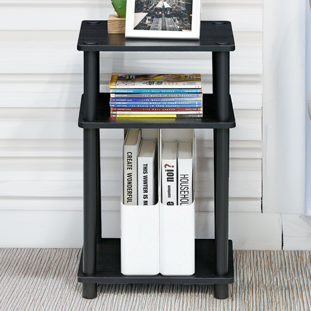 Walplus 2 Shelf Americano and Black Turn-N-Tube End Table Image 1