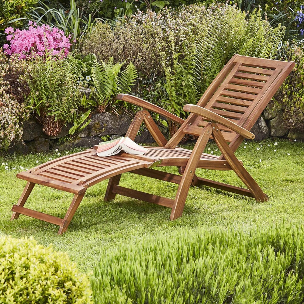 Garden Gear Acacia Steamer Deck Chair 2 Pack Image 1