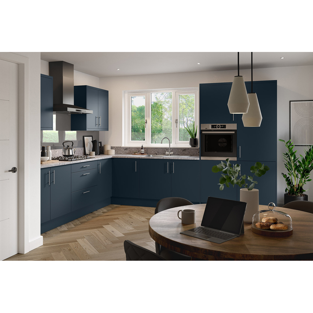 Kitchen Kit Slab Supermatt Blue Oven and Microwave Housing Flatpack 600mm Image 2
