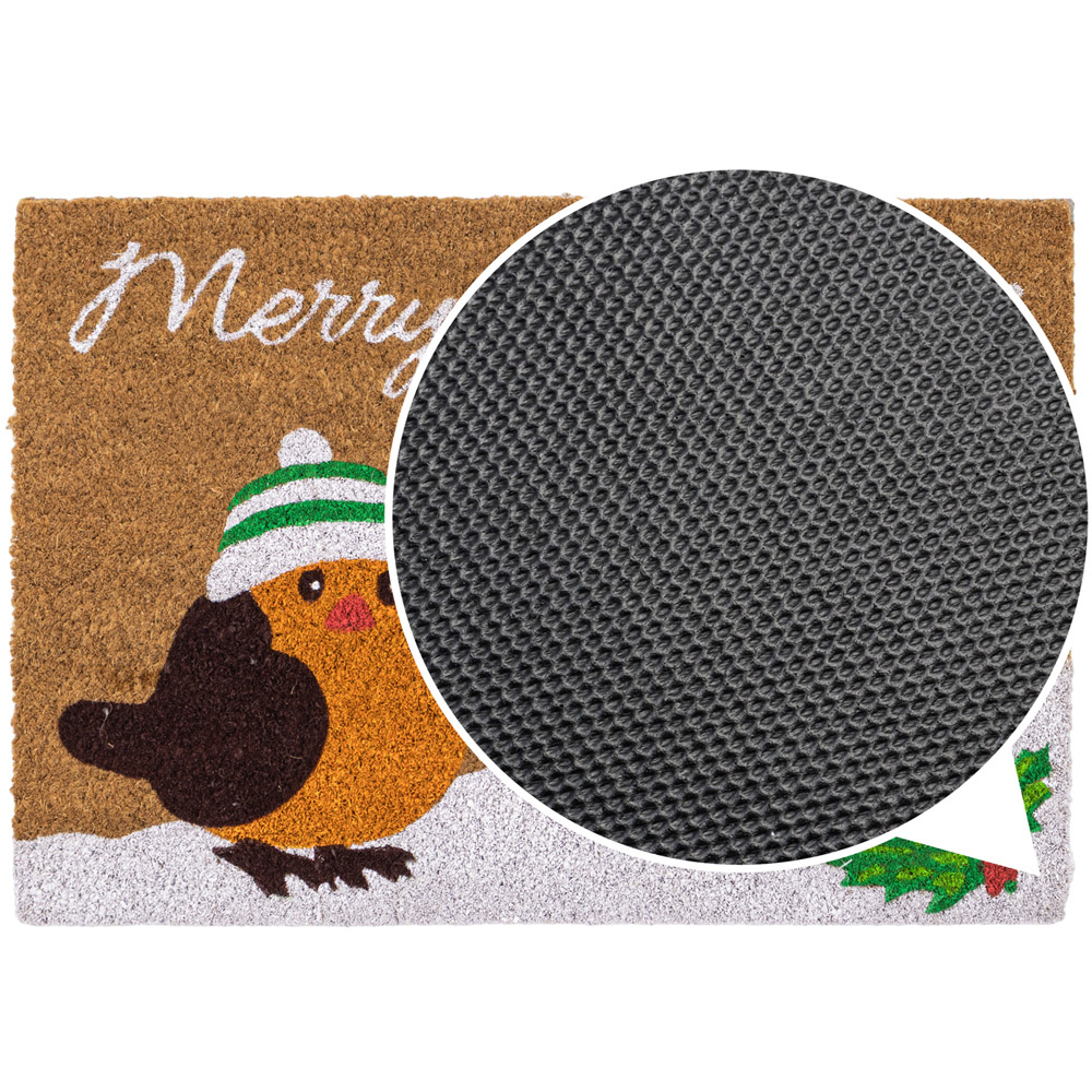 JVL Christmas Robins Coir Non Slip Entrance Doormat 40 x 58cm Image 6