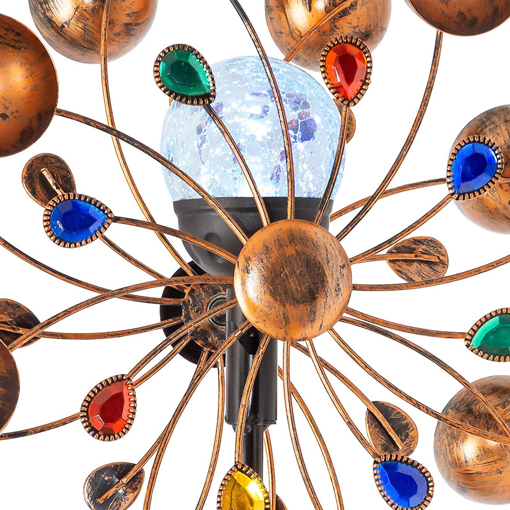 wilko Jewel Wind Spinner Crackle Ball LED Solar Ornament Light Image 3