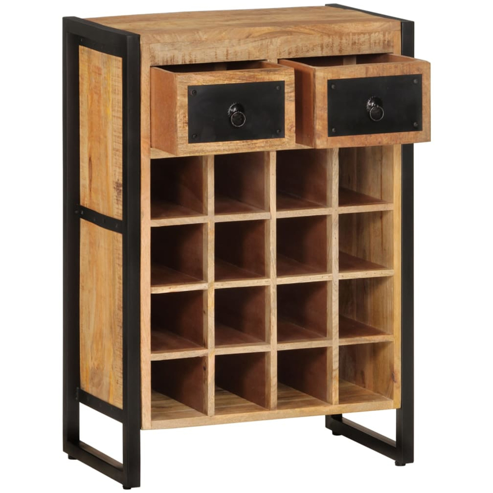 vidaXL 2 Drawer 16 Bottle Brown Freestanding Wine Cabinet Image 2