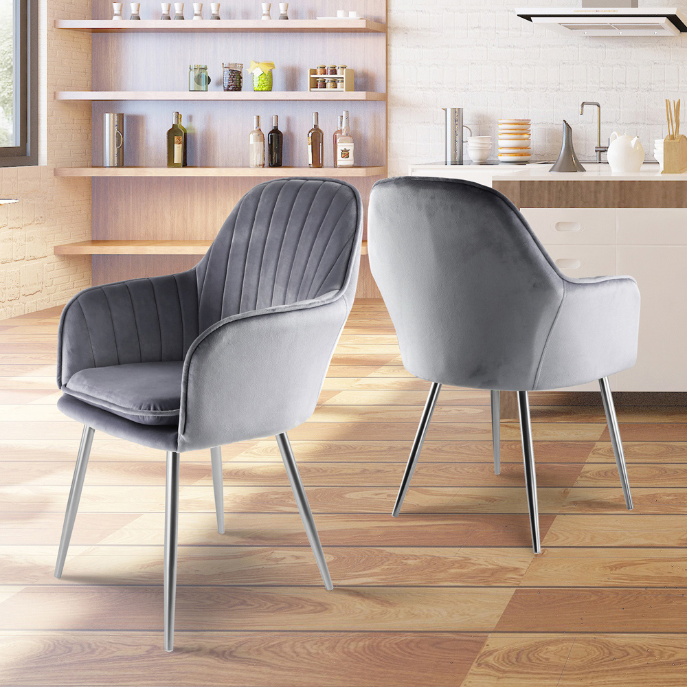 Muse Accent Chair in Velvet Upholstery - Grey Image 5