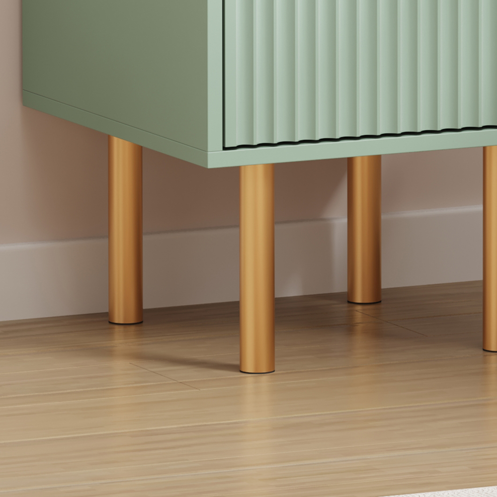 FurnitureHMD 2 Drawer Green Wave Pattern Bedside Table Set of 2 Image 6