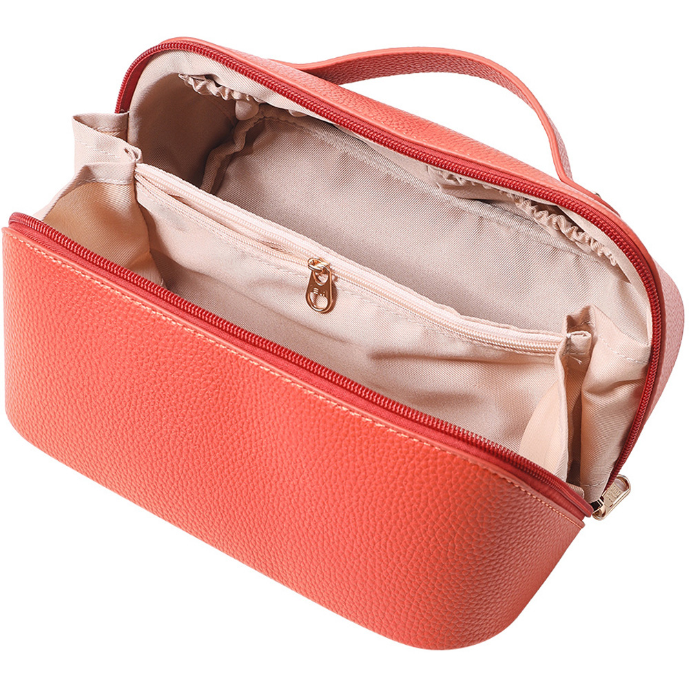 H&O Direct Leather Portable Travel Makeup Bag Image 4