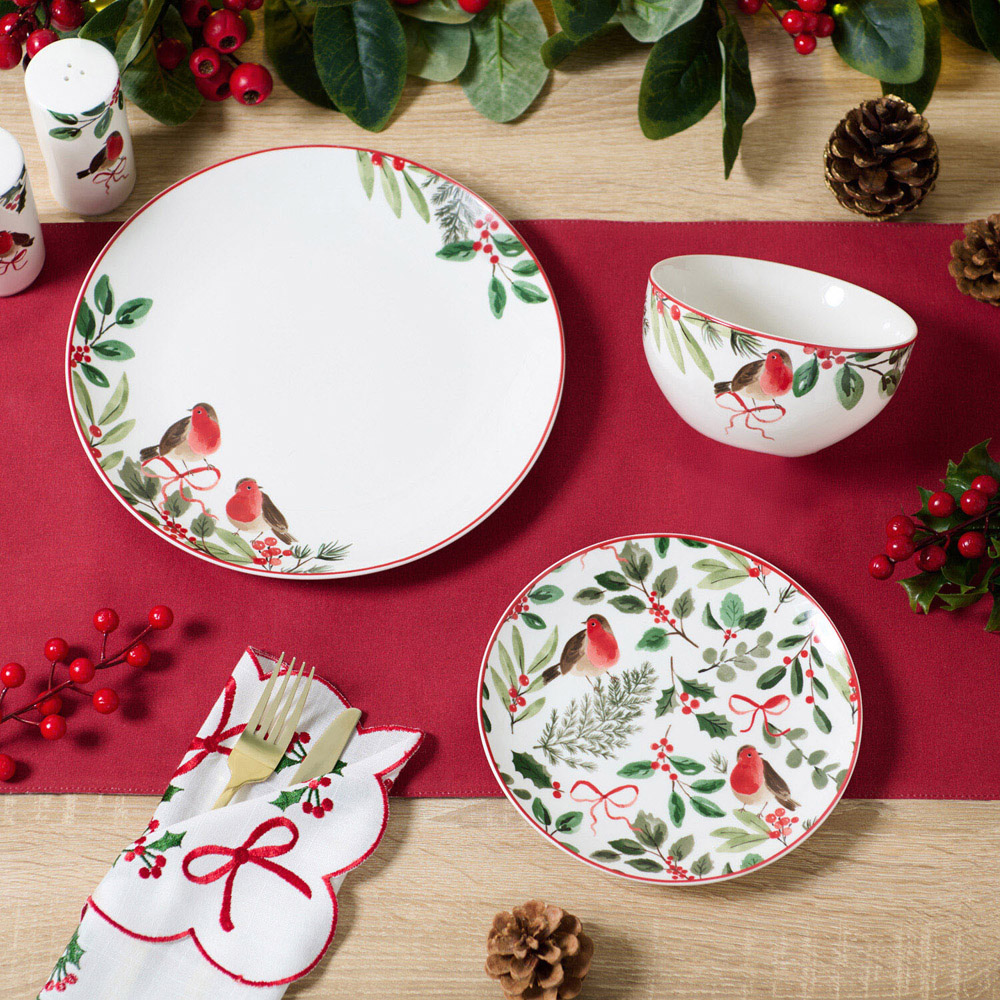Festive Robin 12 Piece Dinnerware Set Image 3