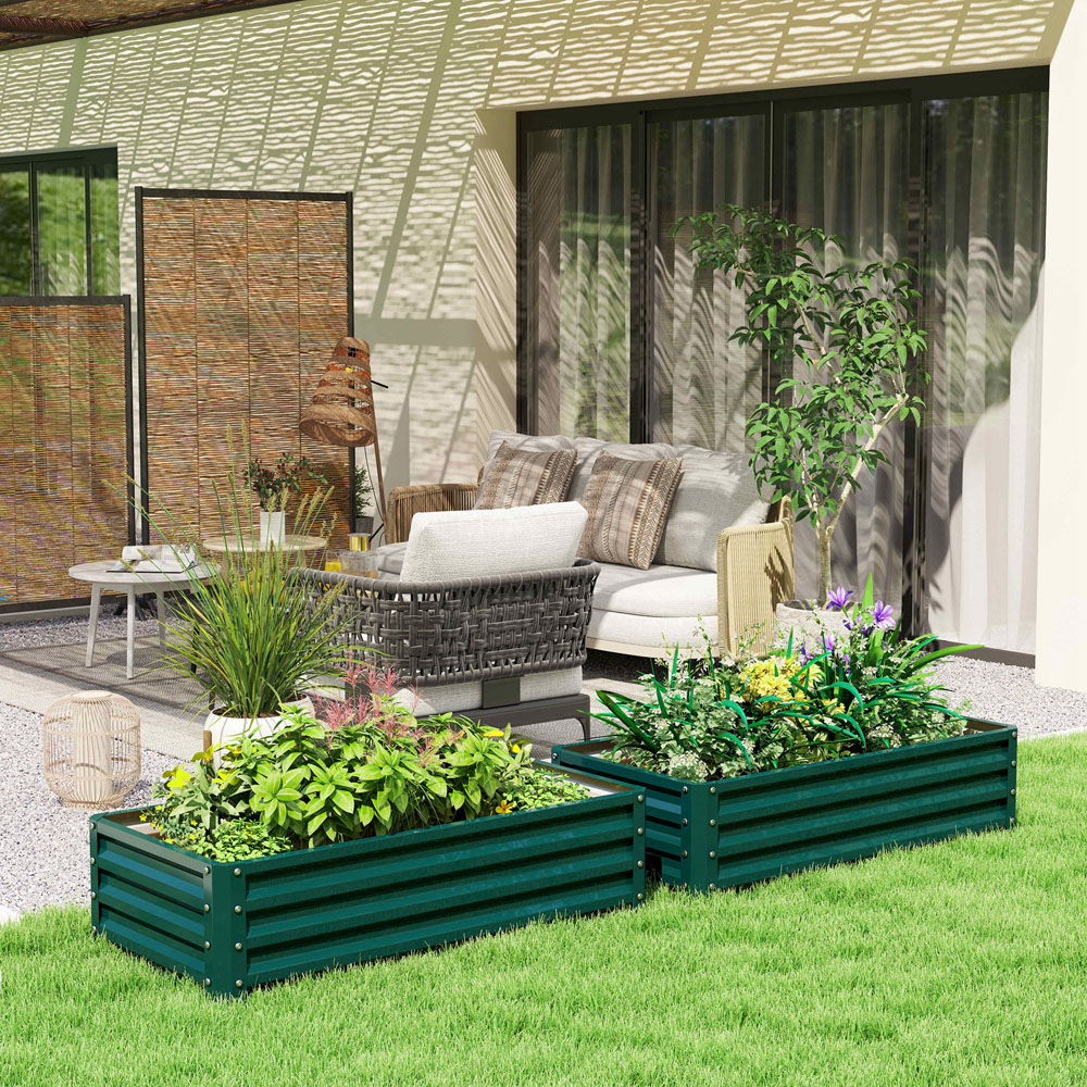 Outsunny Set of 2 Green Raised Garden Bed 30 x 60 x 120cm Image 2