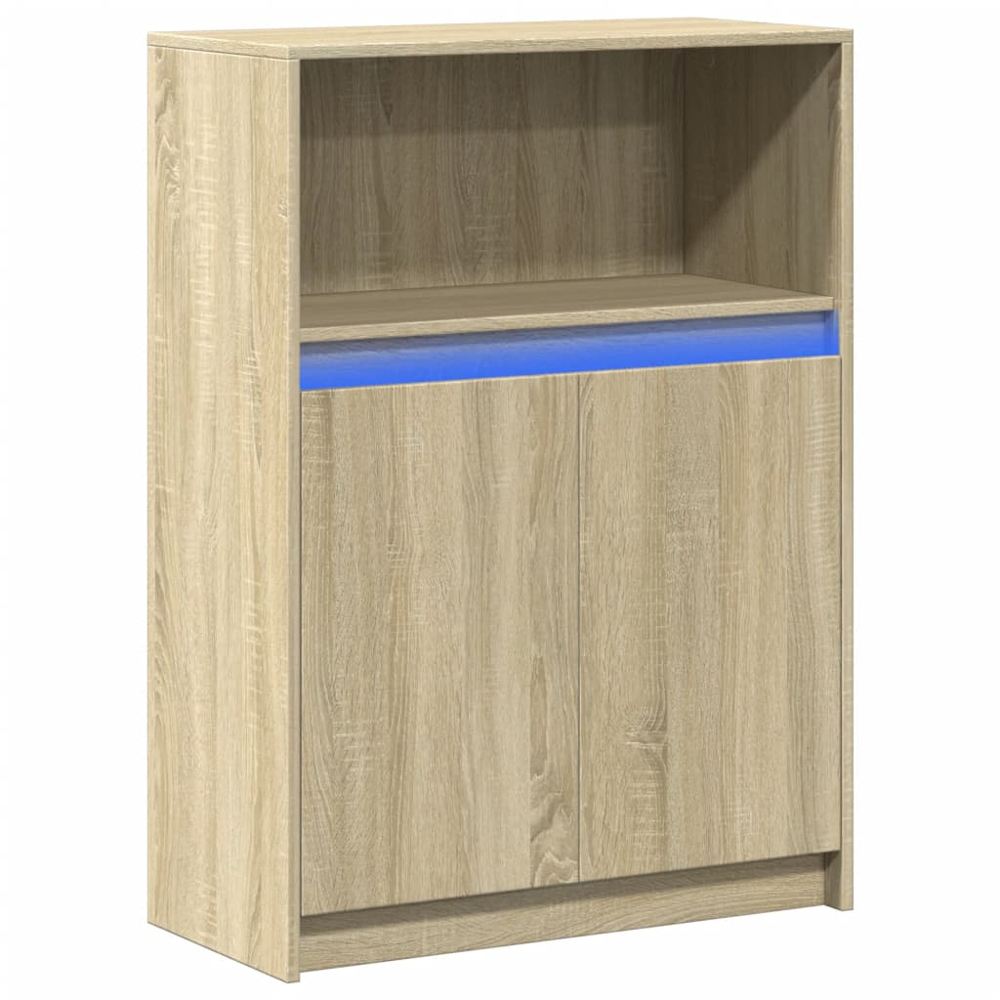 vidaXL Single Door Single Shelf Sonoma Oak Sideboard with LED Lights Image 3