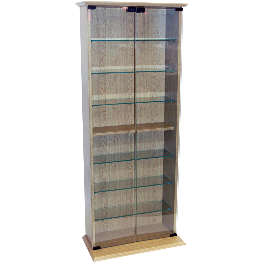 Watsons Boston Oak 7 Shelf CD Book and Collectable Display Cabinet Image 2