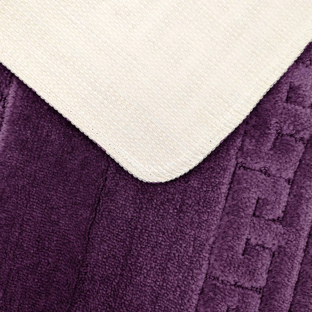 Velosso Greek Key Aubergine and Mauve Bath Mat Set Image 5