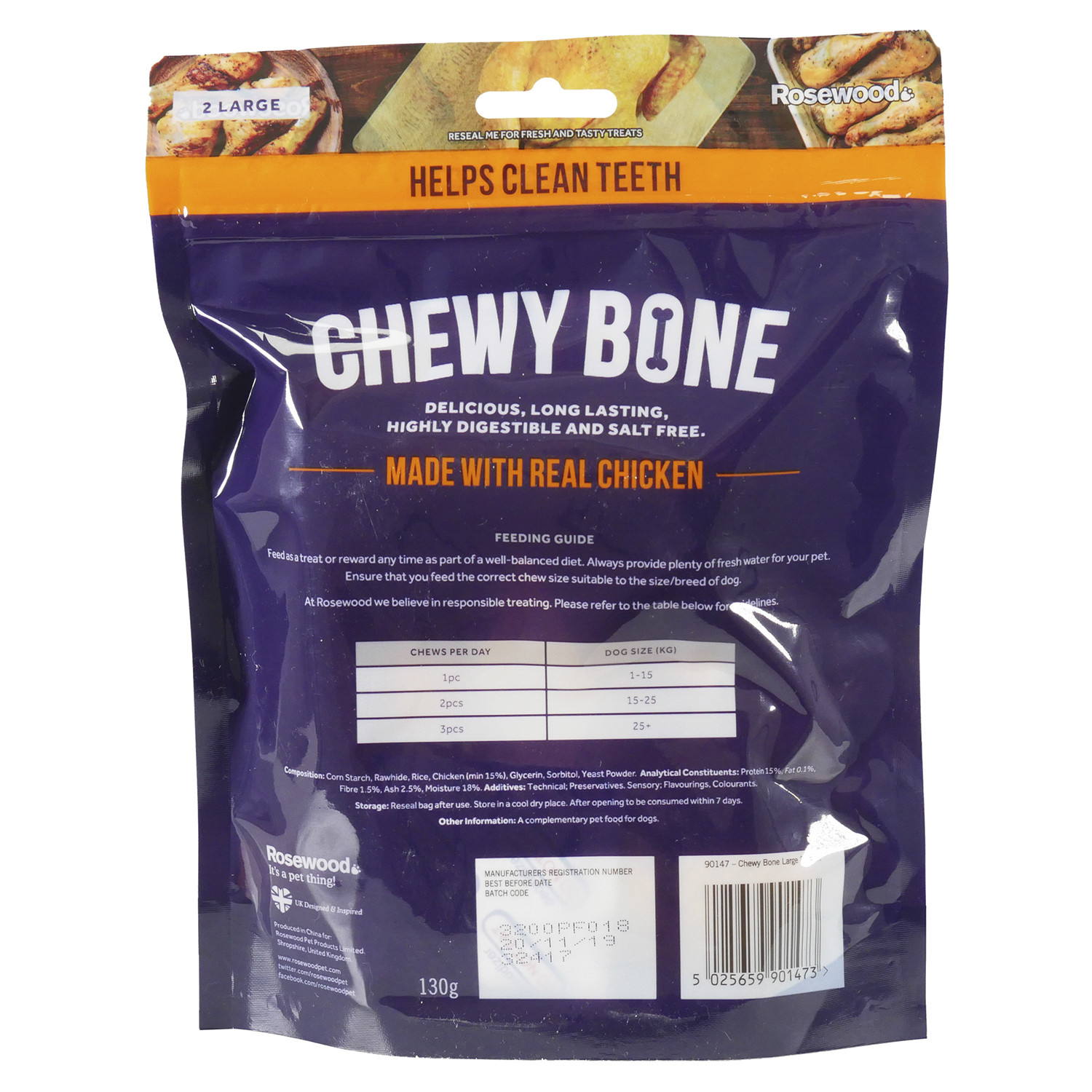 Chewy Bone Dog Treats - 130g Image 3