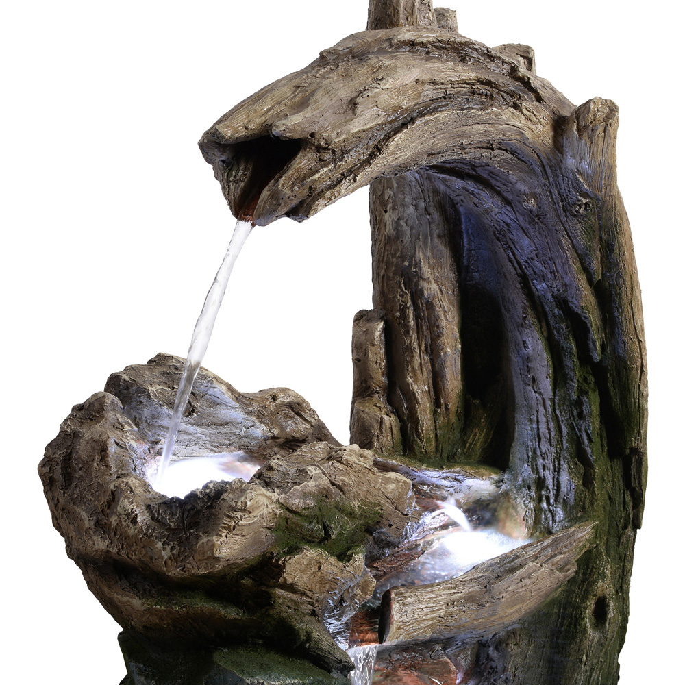 Teamson Home Grey Cascading Faux Rock and Wood Water Fountain 81cm Image 5