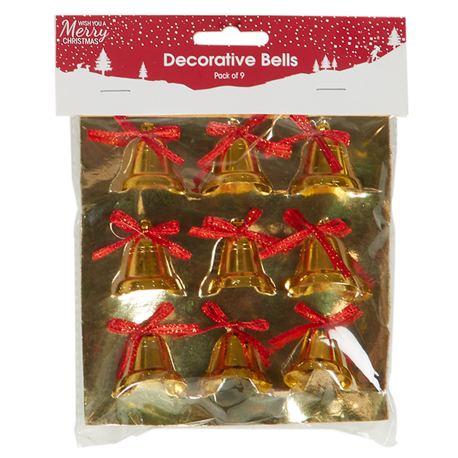 Pack of 9 Decorative Bells - Gold Image 1