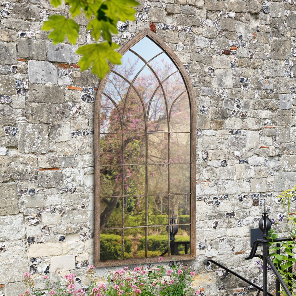 MirrorOutlet Dorset Rustic Arch Outdoor Wall Mirror 169 x 75cm Image 2