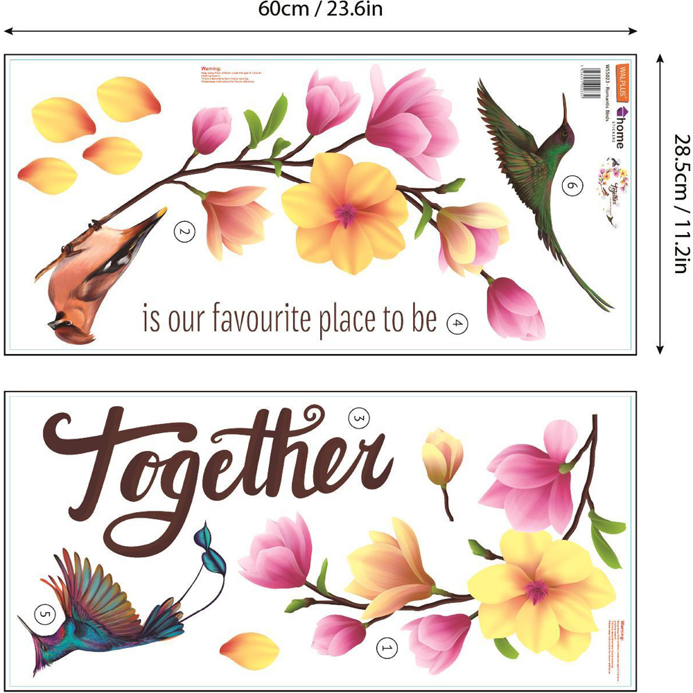 Walplus Romantic Birds Self Adhesive Wall Stickers Image 5