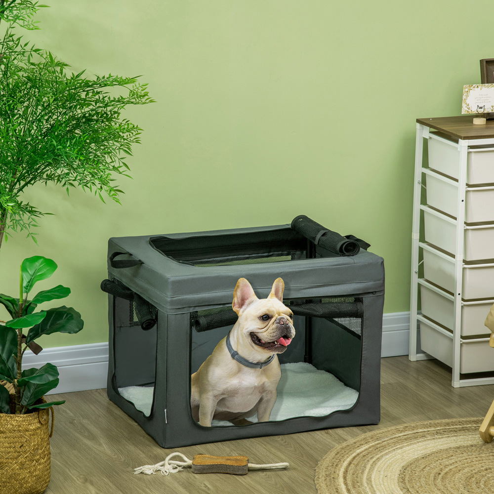 PawHut Grey Soft Side Small Dog Pet Carrier with Cushion Image 2