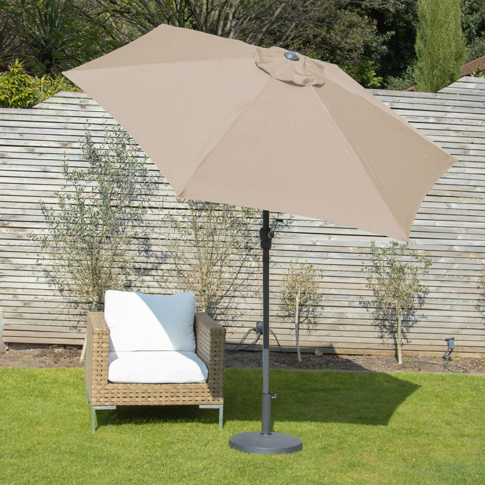 GardenKraft Beige 6 Ribs Crank and Tilt Parasol 2.7m Image 2