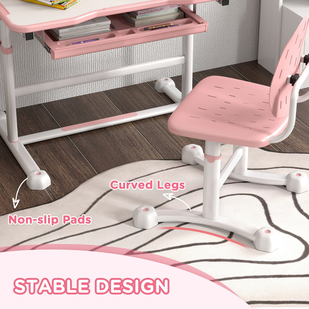 AIYAPLAY Pink Kids Tiltable Desk and Chair Set Image 6