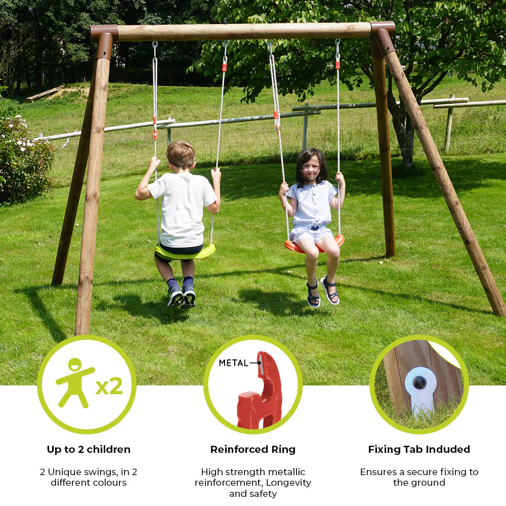 Soulet Alizee Kids Wooden Double Swing Set Image 4