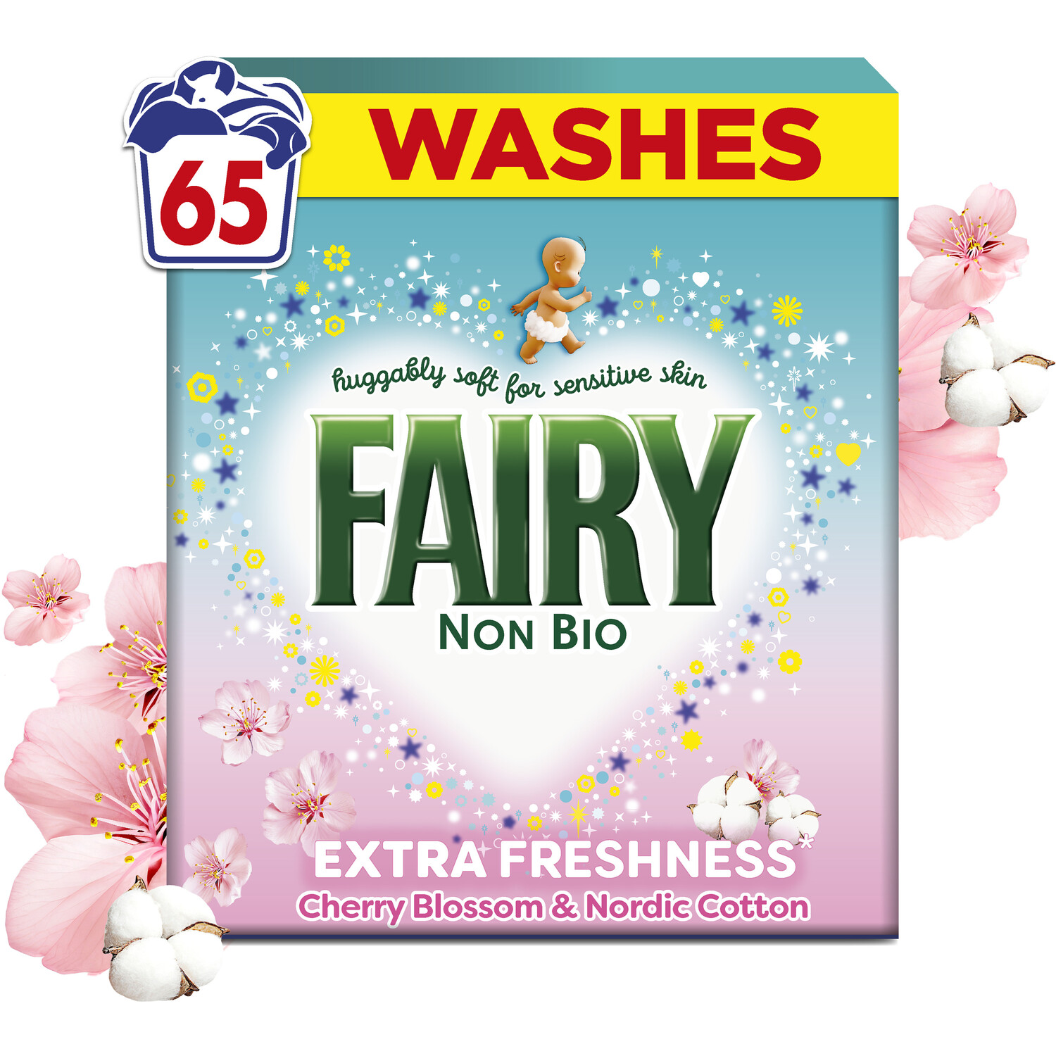 Fairy Non Bio Washing Powder Cherry Blossom and Nordic Cotton 65w Image 2