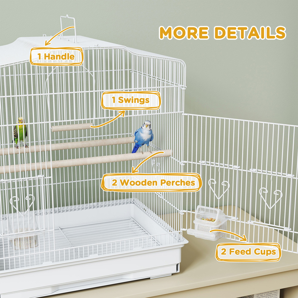PawHut White Large Bird Cage 59 x 36 x 47cm Image 7