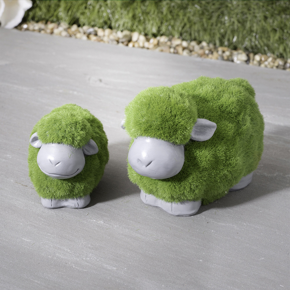 wilko Set of 2 Green and White Garden Sheep Statues Image 8