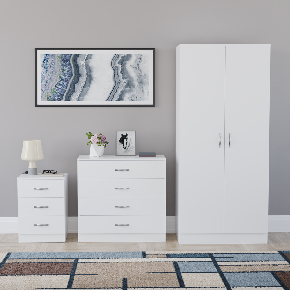 VIDA DESIGNS Riano White 3 Piece Bedroom Furniture Set Image 2