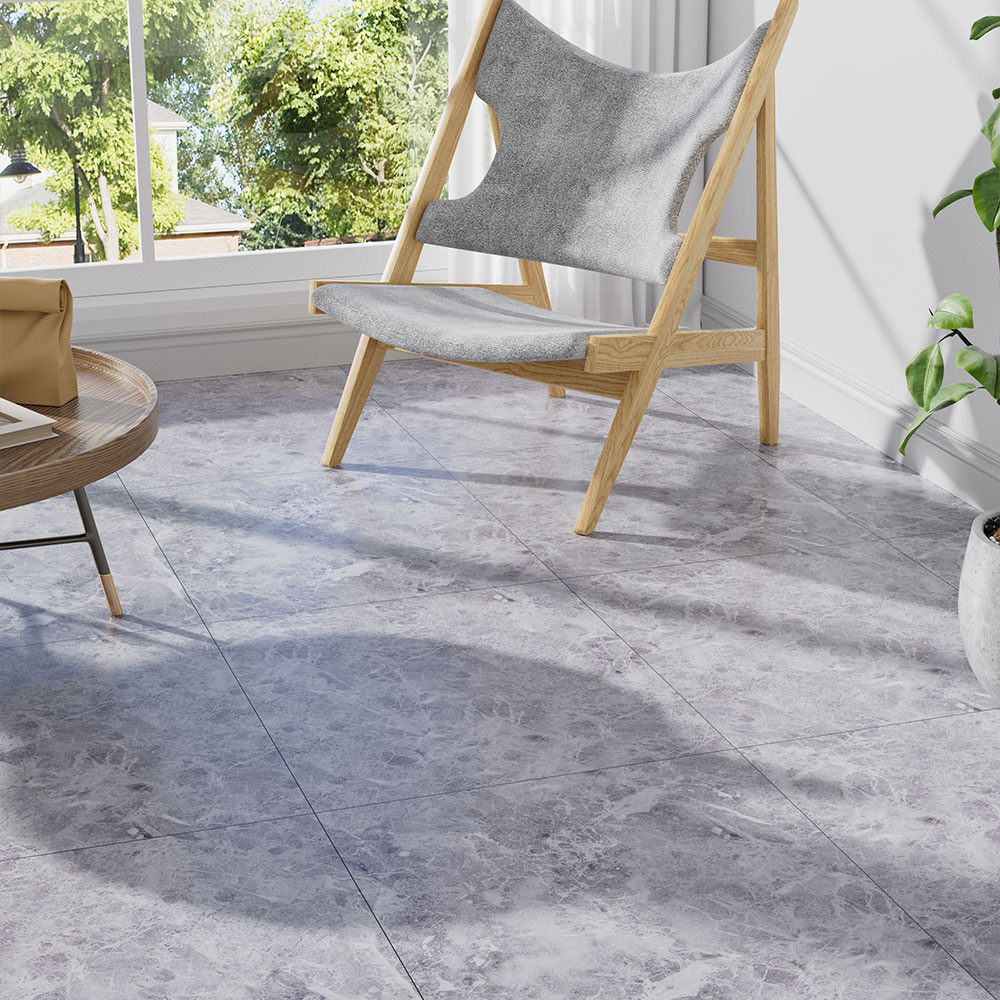 Living and Home Grey Spider Vein Marble Texture PVC Floor Tile 24 Pack Image 4